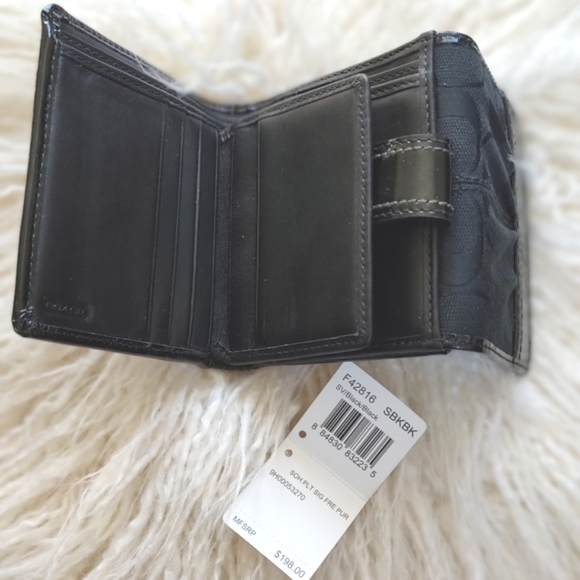 COACH Soho Pleated Signature French Purse Wallet Black F42816 RARE NWT - Picture 14 of 16